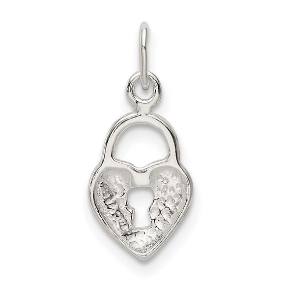 Kazi Luxury Sterling Silver Polished Diamond-cut Heart Lock Charm - Picture 3 of 4
